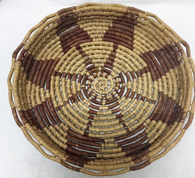 Vintage NATIVE AMERICAN INDIAN Handmade Coiled Plate Basket - Papago?