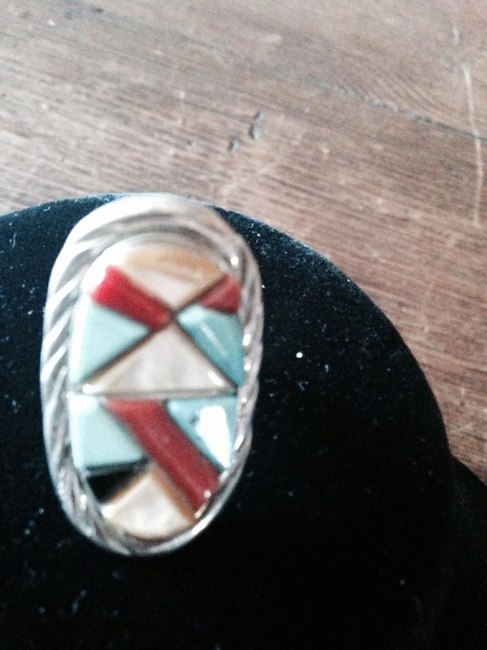Vintage Native American Navajo inlayed ring. Hand made in the 1970’s
