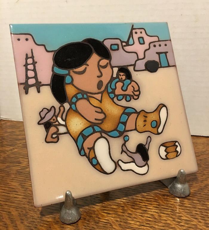 SOUTHWESTERN  DESERT DREAMS STUDIO TILE NATIVE AMERICAN 7-3/4