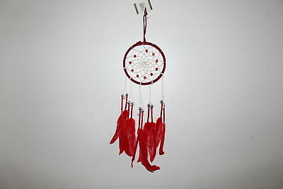 DREAMCATCHER BEADS FEATHERS FEATHER INDIAN NATIVE AMERICAN BURGUNDY RED COLOR
