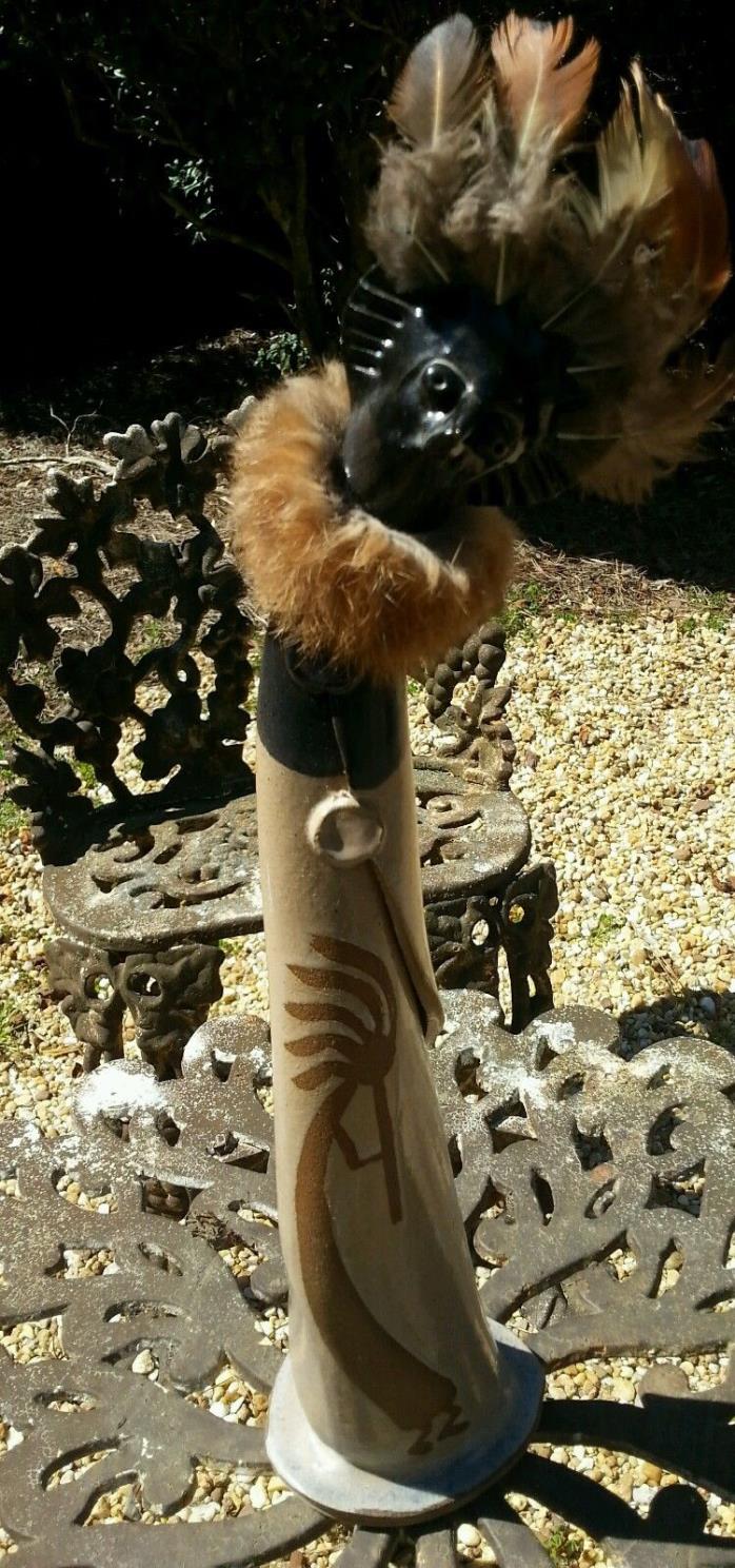 Kachina Bird Face Hopi Character Slab Pottery Signed Lake