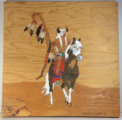 Wood Burned Art - Etched & Painted, Horse & Rider - Signed - Vintage