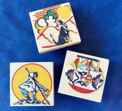 Vintage Sand Paintings Refrigerator Magnets Southwest Native American