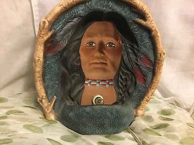 Homemade Ceramic Painted American Indian Light Beautiful ~Unique