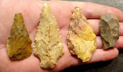 GROUP OF 4 HIGH GRADE GEORGIA ARROWHEADS/POINTS-EX CARTER-SURFACE FINDS