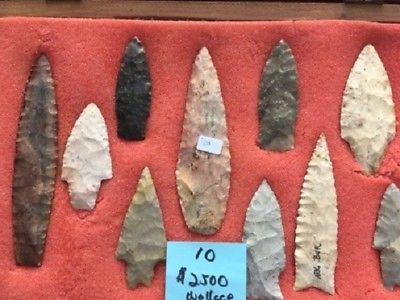 Old Ozark arrowhead collection Wallace collection 10 points
