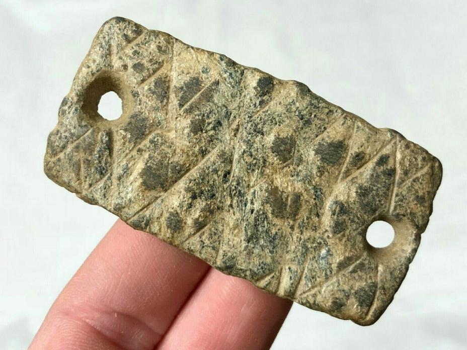 EXCEPTIONAL ENGRAVED STEATITE GORGET TENNESSEE AUTHENTIC ARROWHEAD ARTIFACT B7