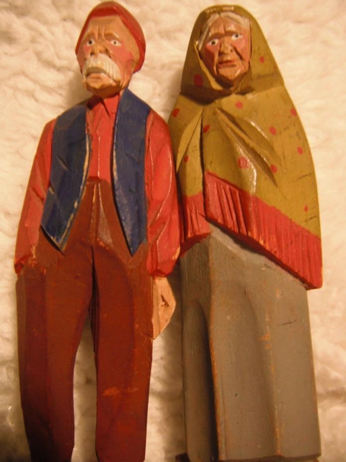 2 Hand Carved Wooden Figures from Canada