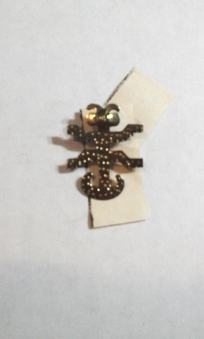AZTEC BUG PIN Gold Metal Ancient Insect Brooch HIEROGLYPHIC Jewelry MAYA INCA