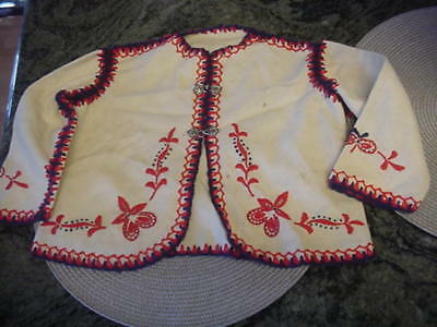 LOT OF TWO WOOL VINTAGE VESTS ALPINE STYLE SIZE YOUTH SMALL W EMBROIDERY