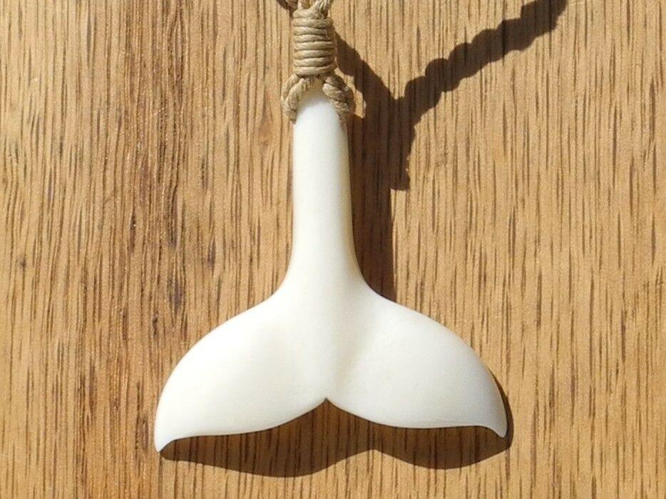 Polynesian Style Maori Bone Pendant Whales Tail Symbol of Speed & Strength