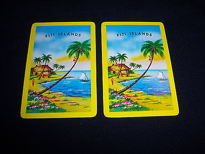 (2) single FIJI ISLANDS playing cards-1960's vintage-EXOTICA TROPICAL PARADISE