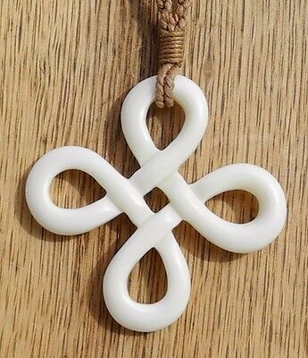 Polynesian Maori Style Bone Pendant Endless Knot Symbol of Infinity