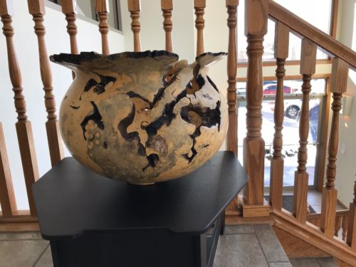 Fiji Baka South Pacific Banyan Tree Wood Turned Vase Bowl Museum Carving Art