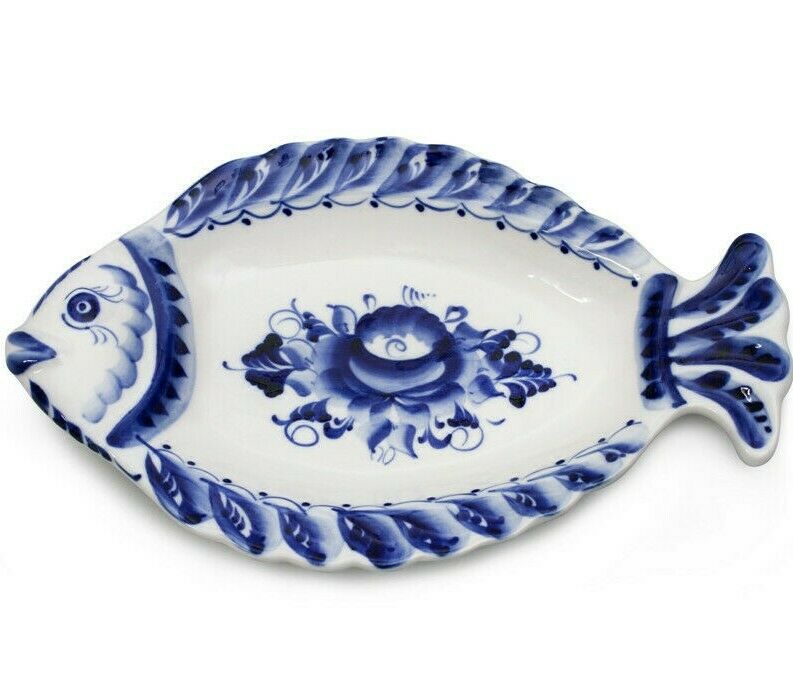 Seafood Fish Serving Platter. Authentic Handmade Signed Ghzel Porcelain Plate