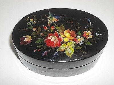 Vintage Russian Lacquer Box BIRDS Flowers USSR