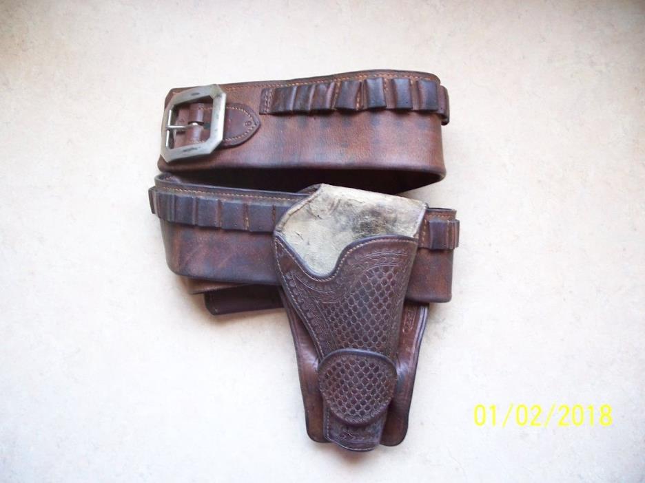 Frank Meanea Holster & Money Belt, .45 Ca Loops, Rare 4&3/4 Colt SAA Holster.