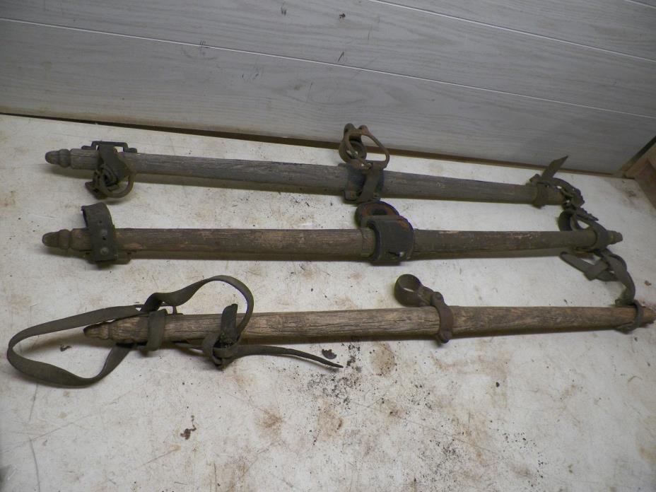 3 Old Weathered Wood Singletree Neck Yokes from Farm Horse Harness