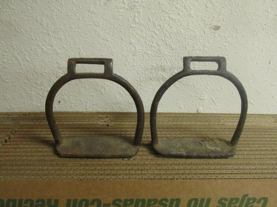 Military Iron STIRRUPS angled iron antique vintage english collectable