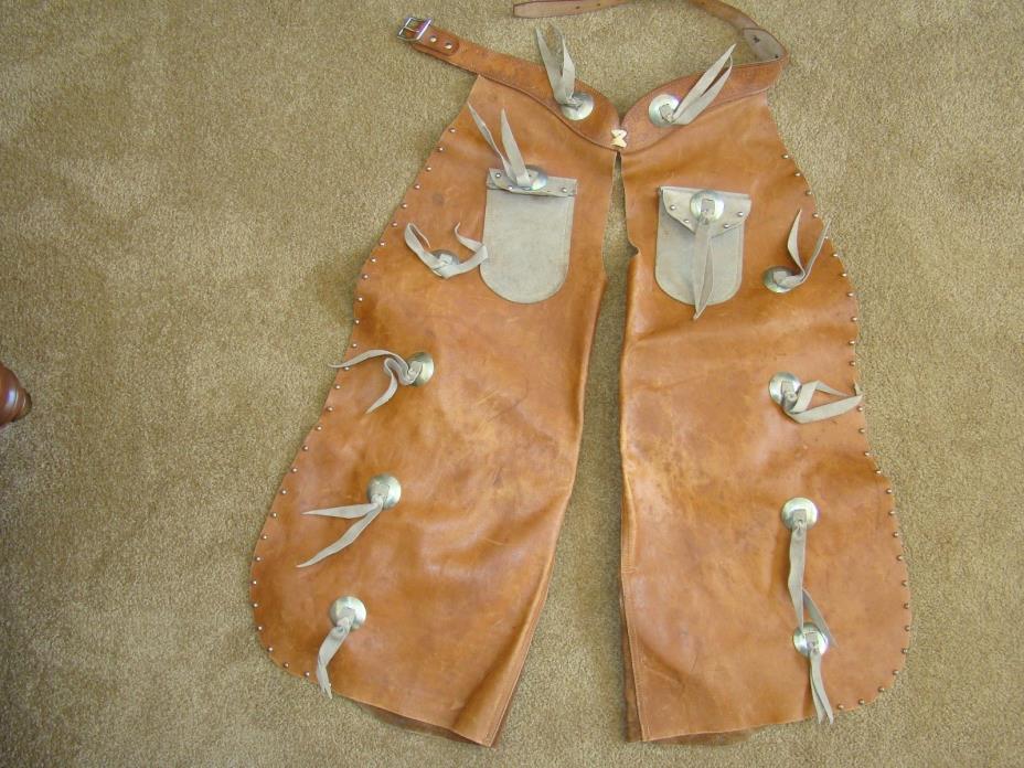 Vintage Cowboy Chaps, child's or youth. Leather with pockets