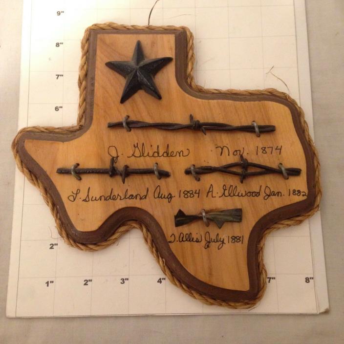 Wooden Texas Outline with Barb Wire