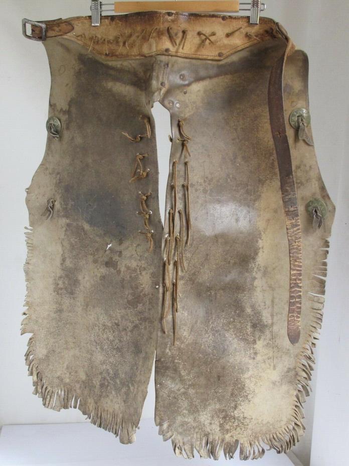 Antique Cowboy Leather Chaps Well Worn and Used for Many Years