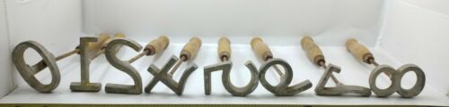 LOT VINTAGE METAL INDUSTRIAL 8 BRANDING IRONS,  NUMBERS #124567890