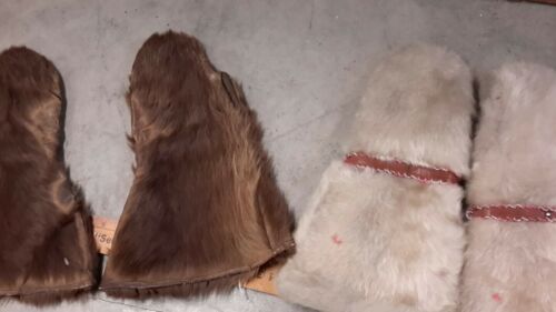 Lot of 2 - Antique Vintage Bear Fur Mountain Man Gauntlet Trapper Gloves