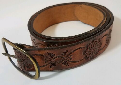 Vintage TEXTAN Handcrafted tooled leather belt 1
