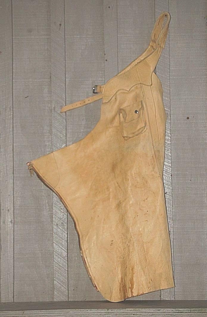 Classic Western Elk Hide Leather Chaps Rodeo Cowboy Wear Apparel Tool Americana