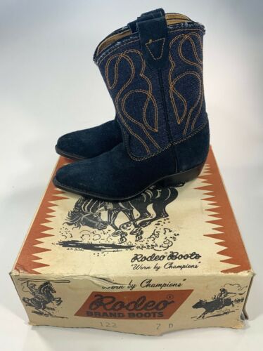 Vintage 1950s Child's Western Rodeo Brand Cowboy Boots w Orig Box NOS New Size 7