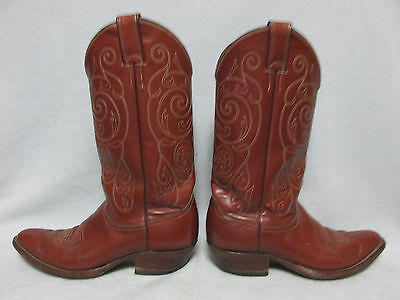 Justin Western Leather Cowboy Boots Ranch Rodeo Mens Sz 8-1/2D USA Caramel Brown