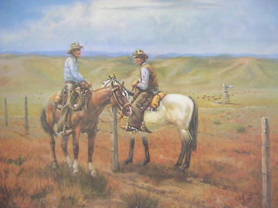 Ted Long Fence Line Gossips Cowboy Western Limited Edition Art Print