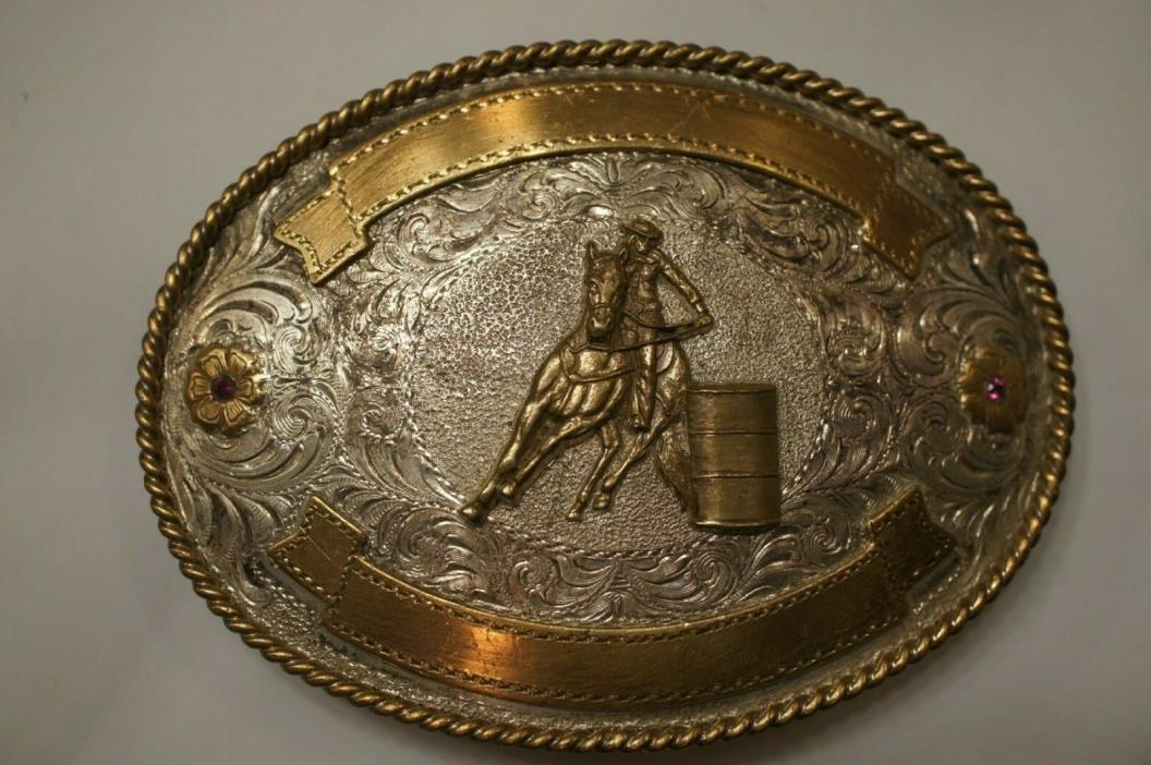 Barrel Racing Rodeo Trophy Buckle Silversmiths Collection