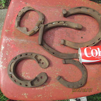 5 antique HORSESHOES one is dated 1915 -  5 for 1 price - wow!