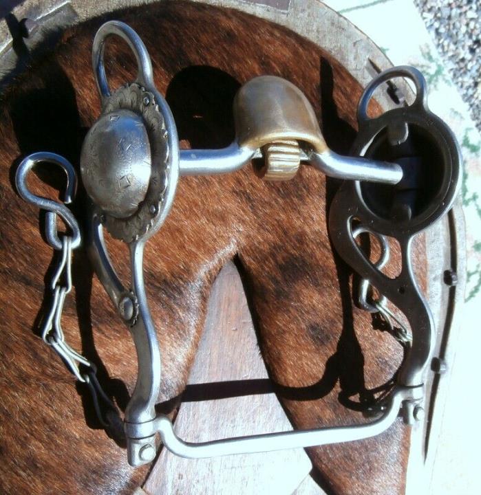 Vintage Visalia Stock Saddle Co. 2-1/2 in. Silver Concho Horse Bit Rein Chains