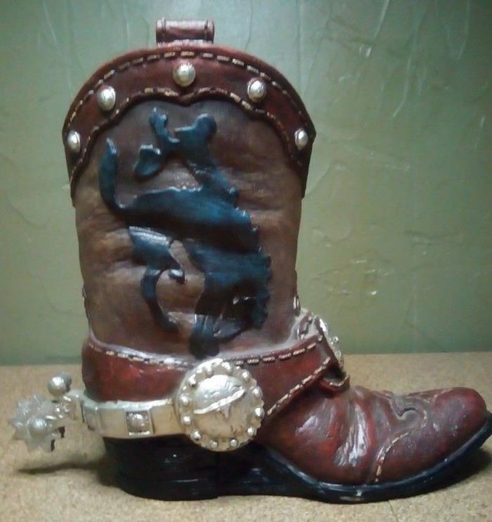 WESTERN BOOT with SPUR DECOR Home Interior HIGHLY DETAILED Polyresin