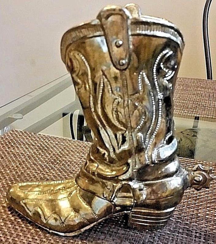 Western Rodeo Cowboy Country Boot Planter Vase Stirrup Cattle Retro Metal Decor