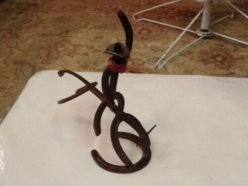 Metal Art Decor - Horseshoe Western Bronc/Bull Riding Cowboy Figurine