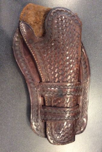 VINTAGE COLT SAA HEAVY DUTY BASKET WEAVE DOUBLE LOOP WESTERN COWBOY HOLSTER