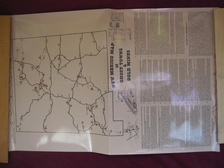 New Mexico Map of Ghost Towns & Gold Mines, 1978, preowned but looks great