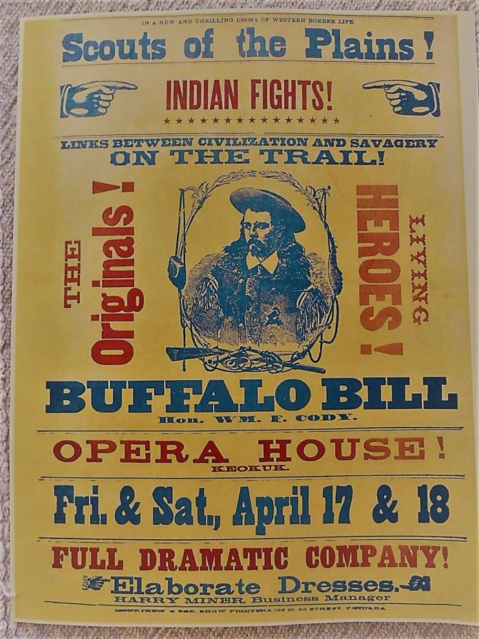 Buffalo Bill Cody Scouts of the Plains Show Poster Old West Western