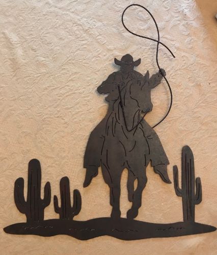 Large Metal Rodeo Cowboys on Horses Plaque Sign -  Wall Decor