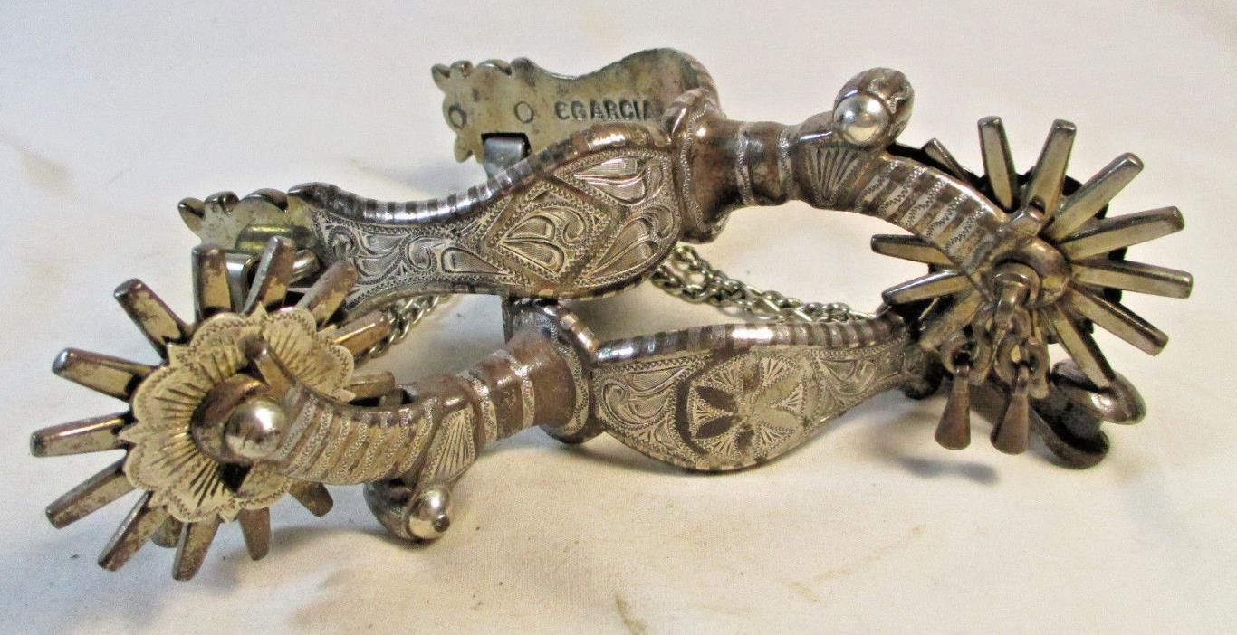 Double Sided Silver Mounted E Garcia Spurs #27