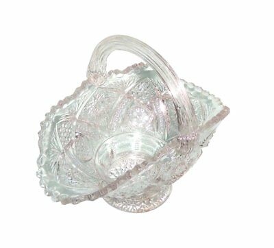 Bride's Basket crystal cut glass footed applied handle hobstar vintage