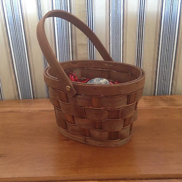 Oblong Wicker Basket with Hinged Handle * Easter Basket