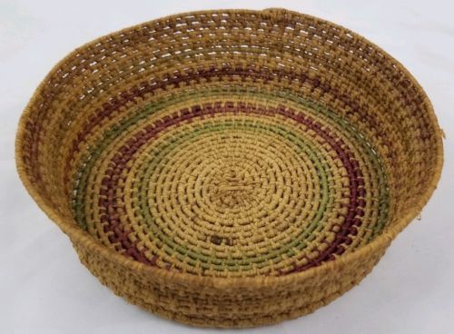 Vintage gathering basket weaved Peru native american African southwestern estate