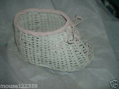 Vintage Woven Wicker Straw Shoe  Basket  rare