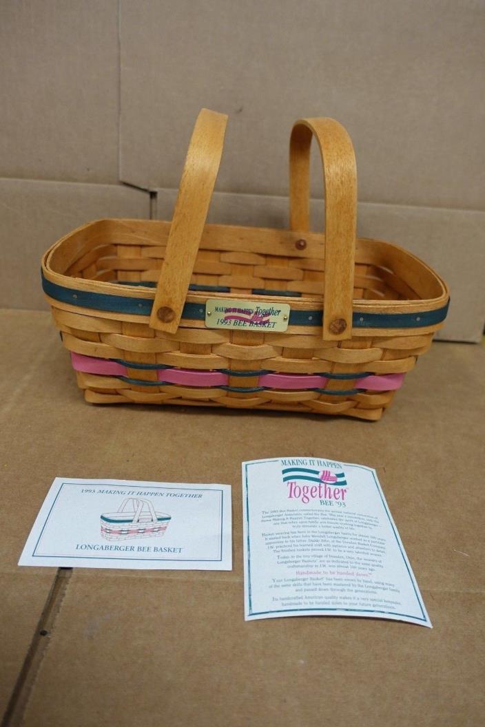 Longaberger 1993 Bee Basket/Brochure  - Owned Since New - Perfect