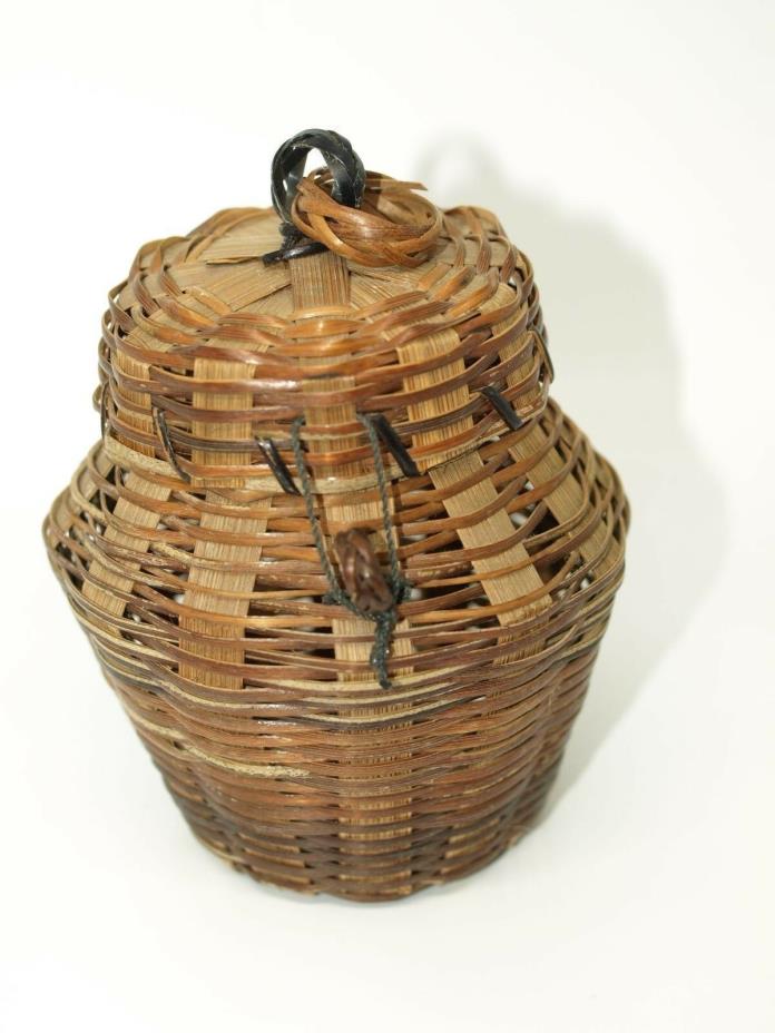 Vintage Style Ginger Jar Shaped Basket w/Lid-2732